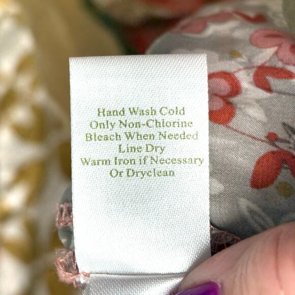 Garnet Hill Silk Dress, Boho Empire Waist, Patchwork Baby Doll Size L - Picture 6 of 7